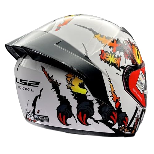 LS2 Helmets - FF352 Rookie - Demon - Gloss White Red - Single Visor Full Face Helmet (2XL