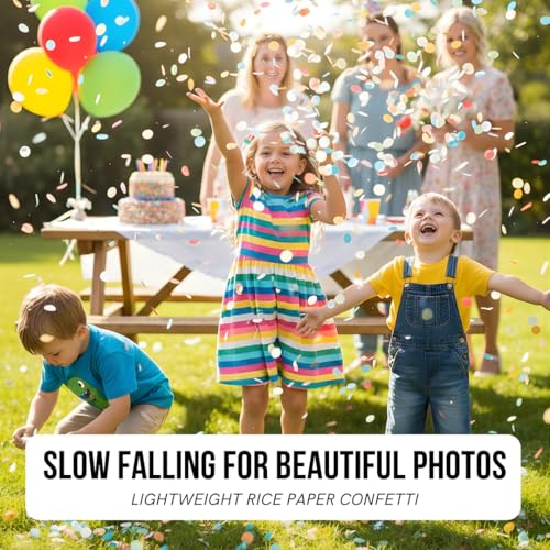 Image of White Rice Paper Wedding Confetti for Flower Girl Basket, Confetti Cannon Filler (Multi)