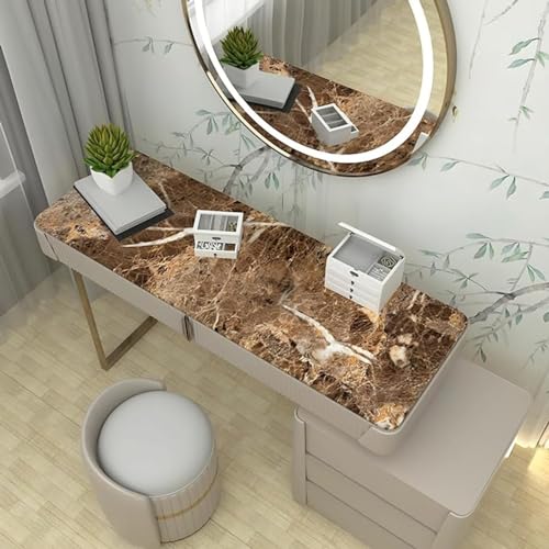Image of VOLITO Self Adhesive Marble Wallpaper Kitchen Wallpaper Oil Proof & Waterproof Wallpaper for Cabinet Makeover, Almirah, Plastic & Tabletop, Wardrobe (60x200cm) (V-Dark Brown)