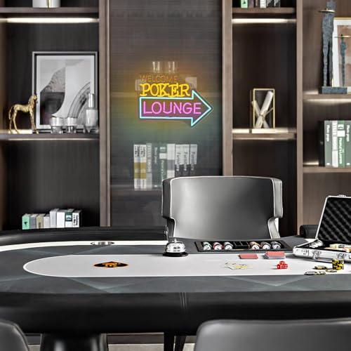 Image of Looklight Welcome Poker Lounge Neon Sign for Wall Decor Right Arrow LED Light Sign Decoration for Bedroom Casino Bar Hotel Play Room Birthday Party, Suitable for Dormitory Man Cave