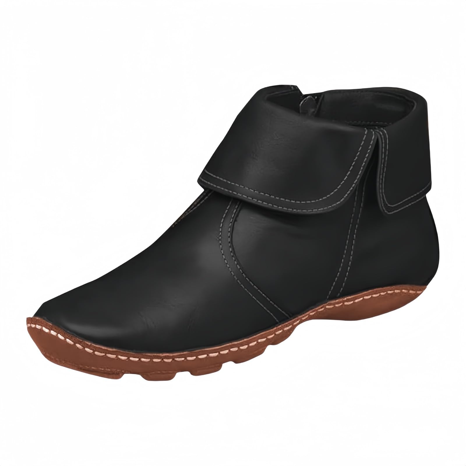 Womens Ankle Boots Low Heel Shoes Comfortable Short Fall Slip on Booties Walking Boots