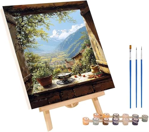 �y�C���g�o�C�i���o�[ ���i �ȒP DIY �������G �� Paint by Numbers �y�C���g�u���V�ƃA�N�����痿�t�� ���G �L�����o�X ��l�̂��߂̃N���G�C�e�B�u�Ȏ �h��G ���� ��l�p �z�[���E�H�[���f�R���[�V���� �a�����v���[���g���� 100