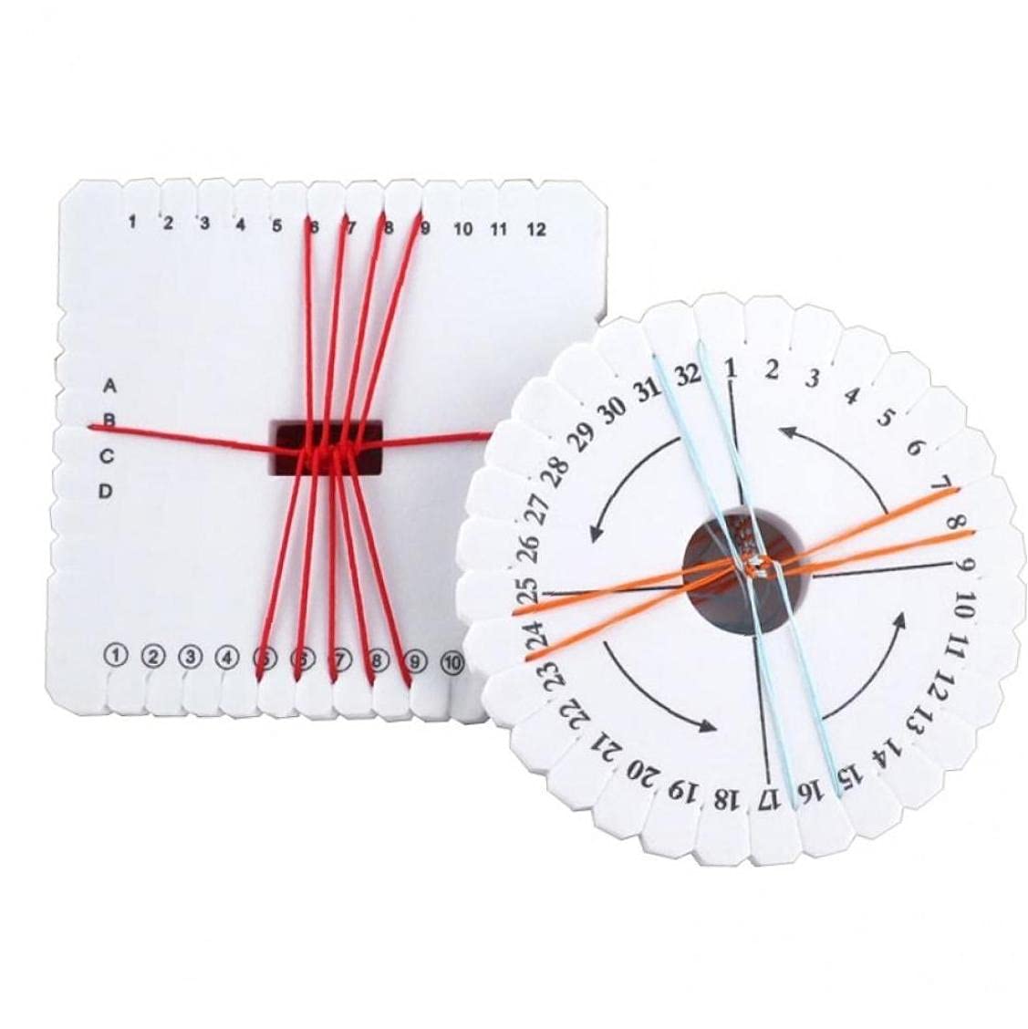 Onsinic As Shown 2Pcs Round Kumihimo Beading Cord Disc Disk Braiding Plate Braided Rope Knot Handmade Craft Desgin Board
