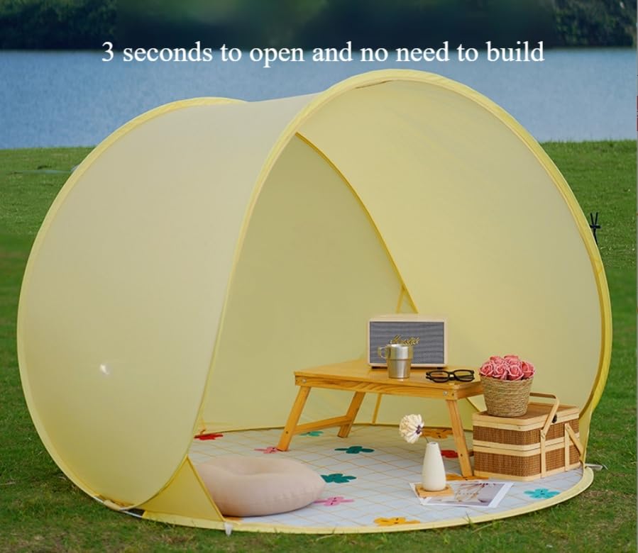 Tenda portatile a lancio rapido, protezione solare per esterni, impermeabile, senza costruzione, tenda da campeggio ad apertura rapida con borsa portaoggetti, adatta per spiaggia, campeggio, ciclismo