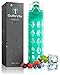20 oz Glass Water Bottle Fruit Infuser with Silicone Sleeve - Perfect as Yoga Water Bottle for Hiking Gym or any Sports - BPA-Free Fruit Infused Water Bottle with Flip Top (Turquoise)