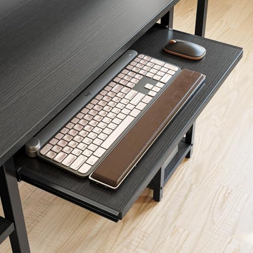 Image of Un-Desk Nova Computer Table for Home Office /Study Table with 3 Shelf Workstation Desk for Desktop Pc Laptop and Gaming with Keyboard Tray Reversible Shelf Left and Right 120 CM Charcoal Black
