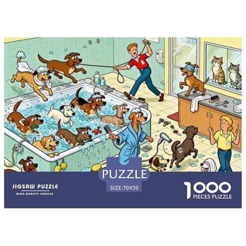 Pet Shop Area lavaggio cani Puzzle in Legno Impermeabile DIY Puzzles Da 1000 Pezzi Per Adulti Colorati Giochi Educativi