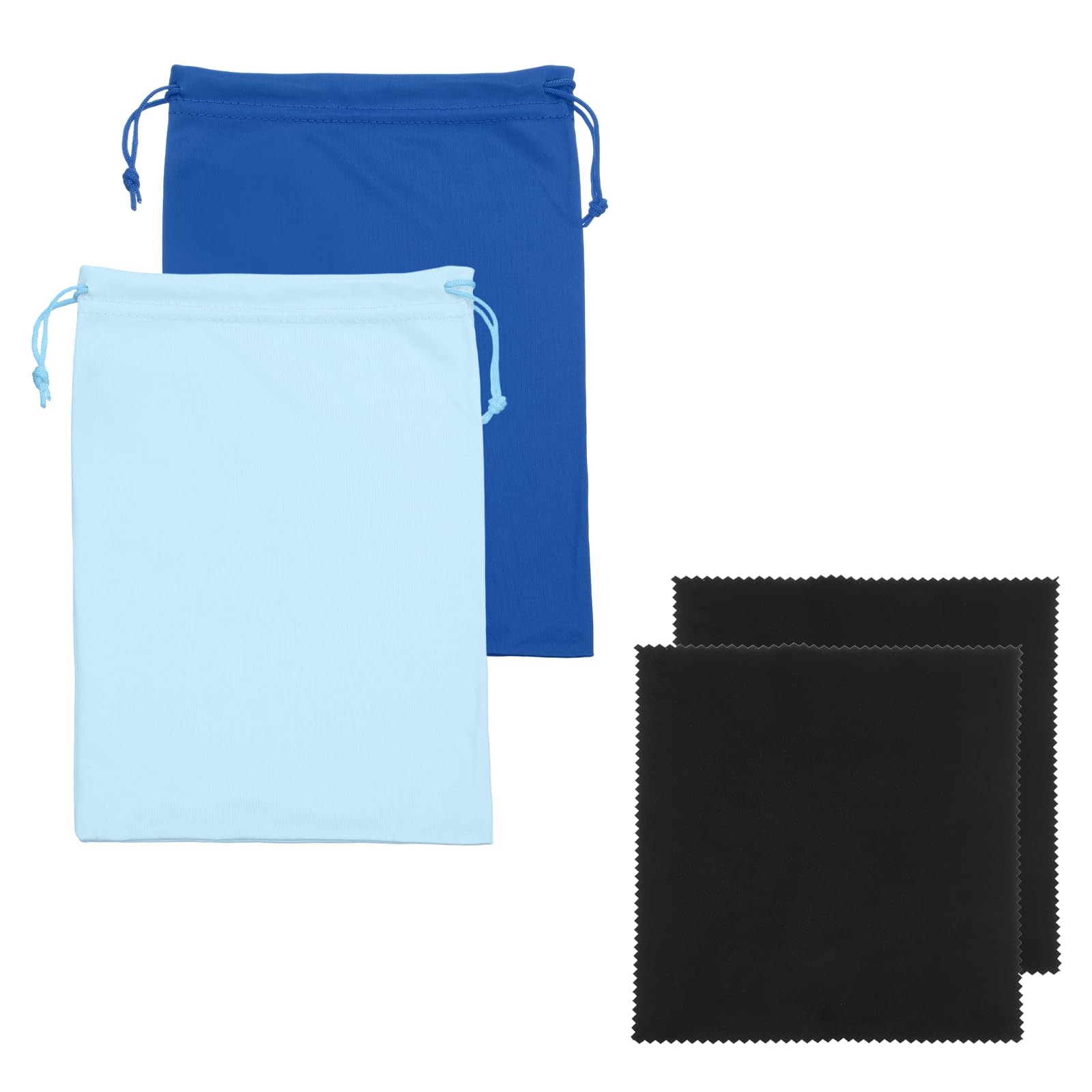 YELARXI Ski Goggle Bag, Microfiber Bag with Cleaning Cloth Drawstring Pouch Soft Storage Sleeve Case Protection 2 Pcs & Blue/Light Blue-Fitting for (Snow Swimming Goggle/Sunglasses/Camera)