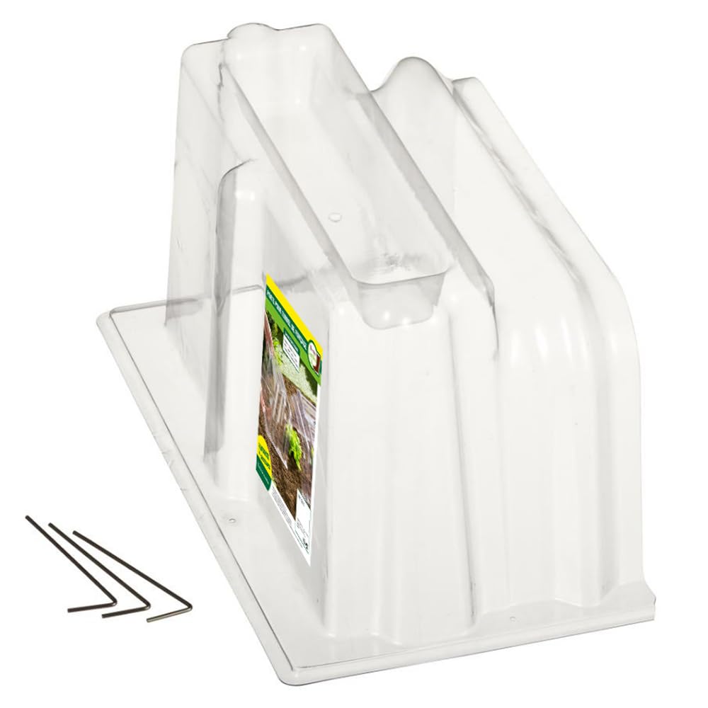 TERRE JARDIN - Porte pour Tunnel de Forçage, 22 x 38 x 21 cm - Fermeture Tunnel de Forçage Rigide, Transparent, 3 Sardines de Fixation Incluses - Protection Potager Nuisibles Mini Serre Rigide