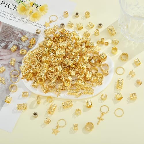 Ornaland 270 piezas adornos para trenzas de cabello dorados en formas mixtas miniatura 3