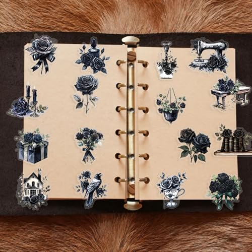 Image of Transparent Flora Scrapbook Stickers Aesthetic Flowers Stickers(Bla) | Transparent & Waterproof Sticker for Scrapbook Journal Water Bottle Kindle, DIY Crafts, Party Supplies