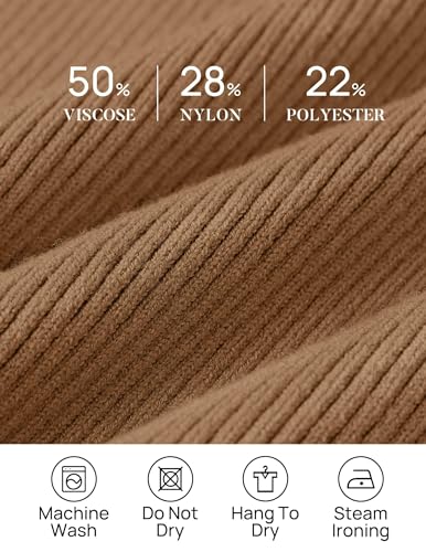 Image of ZESICA Women's Turtleneck Long Sleeve Shirts 2026 Spring Trendy Tops Slim Fitted Ribbed Knit Basic Casual Sweater