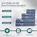 100% Organic Cotton Bath Towel Set | Bathroom Luxury Towel Set of 6 | GOTS Certified | Hotel Premium Towels | 700 GSM | 2 Bath Towel 30 x 56 | 2 Hand Towel 16 x 30 | 2 Wash Cloth 13 x 13 | Dark Blue
