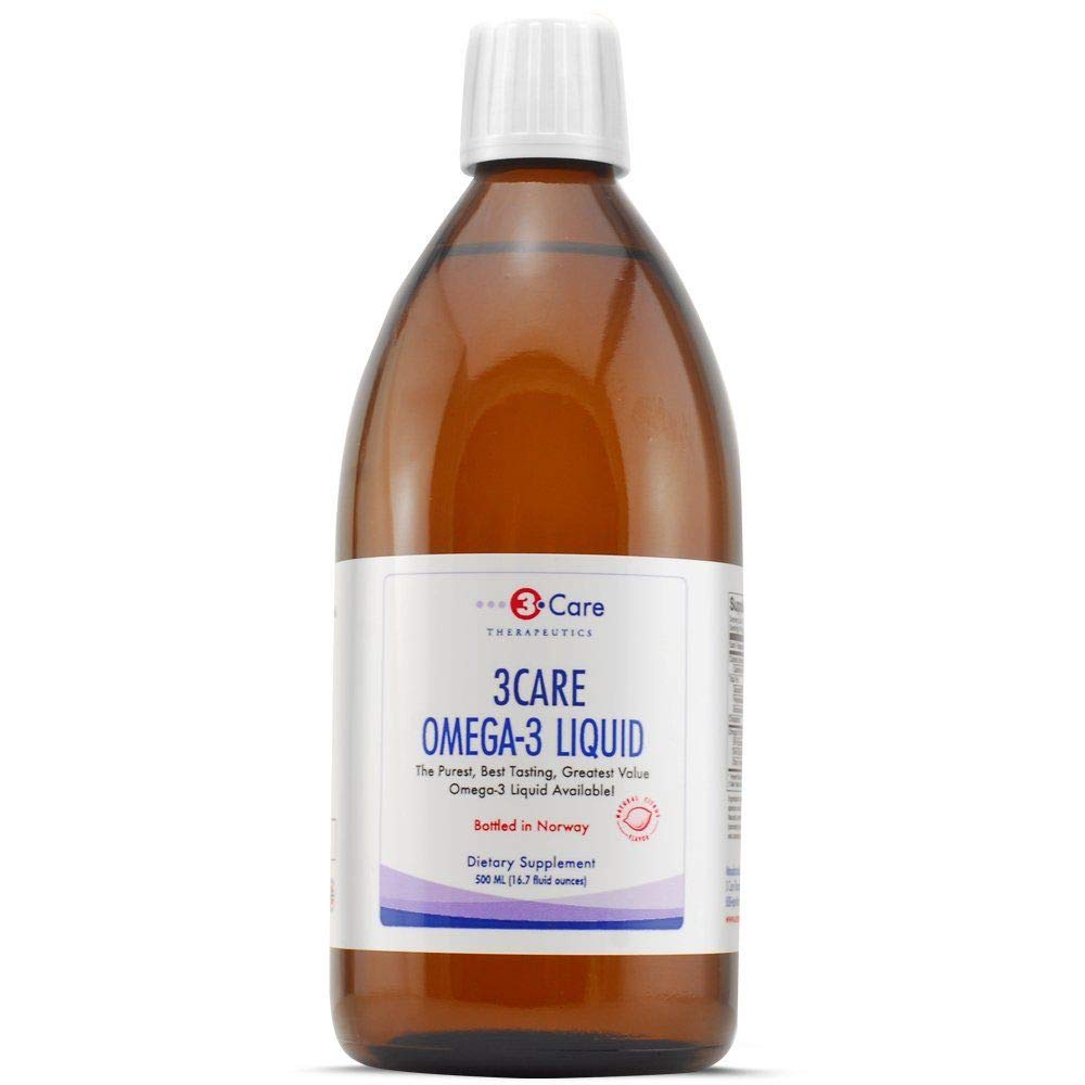 3Care® Omega 3 TG Fish Oil Liquid 500mL (100 Serving) Bottle 1,400mg [ 460mg DHA + 740mg EPA + 200mg Other Omega 3 Fatty Acids ] Natural Lemon Flavor Supplement for Heart, Joint & Cholesterol Health