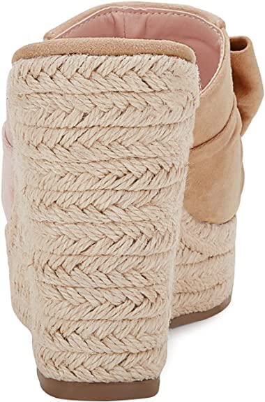Image of PiePieBuy Womens Platform Espadrilles Slip On Wedge Sandals Bow Tie Open Toe Slides Shoes