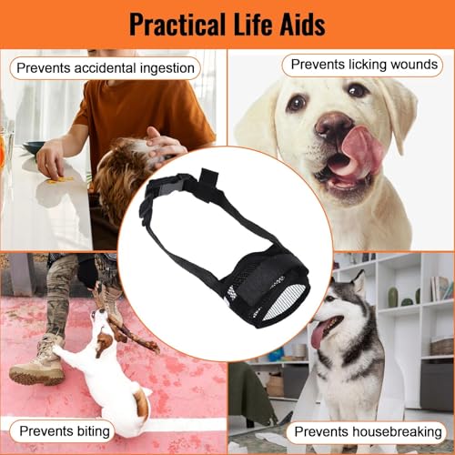 3 Stück Maulkorb Kleine Hunde,Fressschutz Hund,Giftköderschutz Hund,Größenverstellbar Durch Klettverschluss,12.0 cm - 15.0 cm,Maulkorb,Etwas Essen,Bellen,cür Kleine Hunde, Schwarz