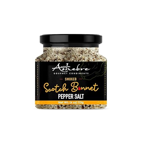 Ashebre Scotch Bonnet - Sal de pimienta sin gluten deliciosa en carne mariscos pollo y verduras hecha con pimientos escoceses jamaicanos y sal kosher