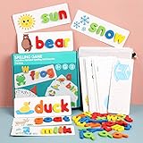 Matching Letter Game, Spelling and Learning Word Matching Games Flash Cards Montessori Wooden...