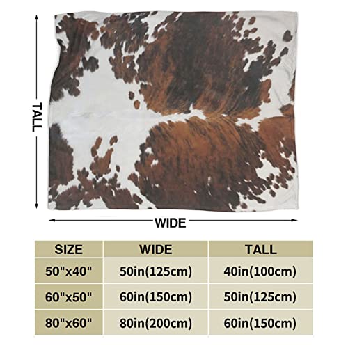 Brown Cow Print Blanket Soft Cow Skin Print Throw Blankets Fleece Blanket Cow Pattern Blanket For Couch Farm Animal Cow Blanket Fluffy Blanket Travel Blanket 60"X80" #TOP3