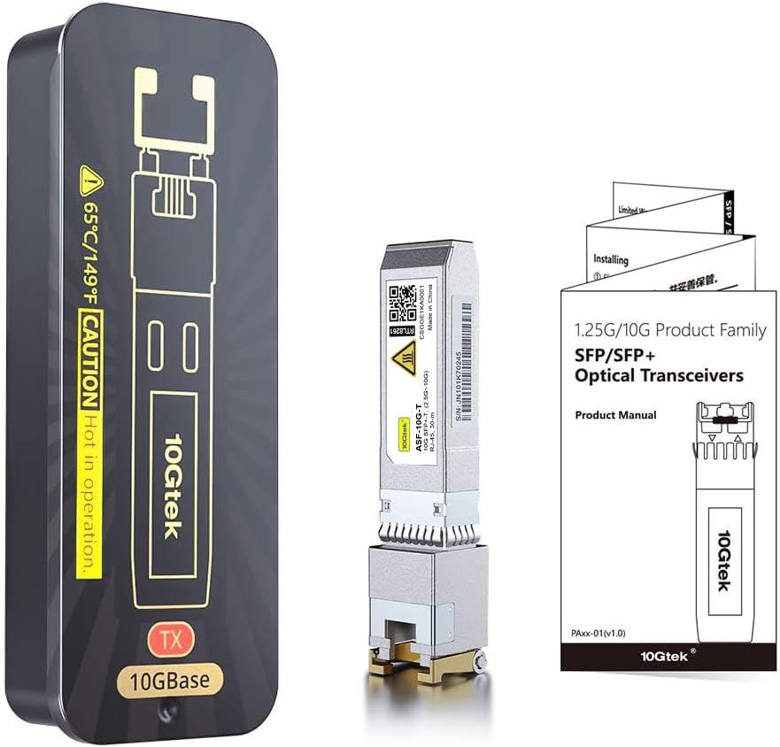 10Gtek 10Gb SFP+ to RJ45 Transceiver, 10Gbase-T Ethernet Module Support 10G/5G/2.5G, up to 30 Meters, Compatible with Cisco, Ubiquiti, Meraki, MikroTik, Supermicro and More (Model: RTL8261)