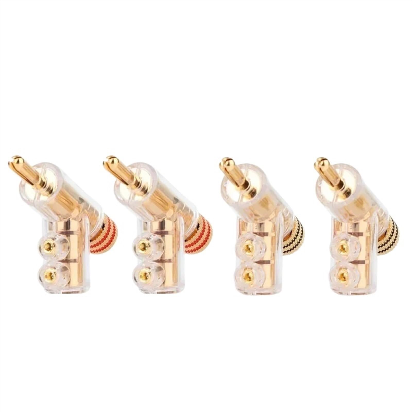 4 cavi per altoparlante bloccabili, placcati in oro 24 K, con connettore a banana (nero, 4 pezzi)
