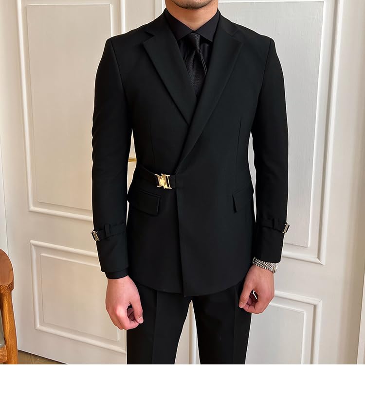 Men's Formal Black Fashion Suit Classic Fit 2-Piece Banquet Commuting Every-Day Suit Set3