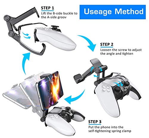 OIVO PS5 Controller Phone Mount Clip, Mobile Gaming Clip Cell Phone Stand Holder Replacement for PlayStation 5 Dualsense Controller Remote Play - Image 6