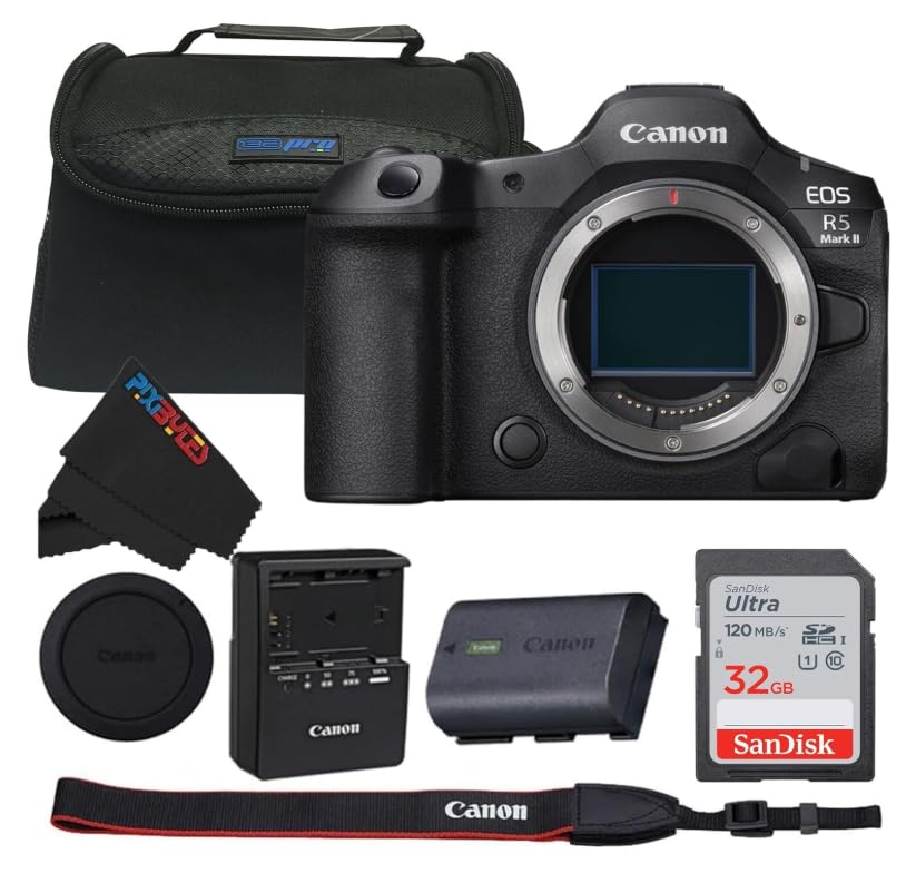 Image of Canon EOS R5 Mark II Mirrorless Camera | 45MP Full Frame Sensor 8K Video Recording (Body Only + PIXIBYTES Basic Bundle)