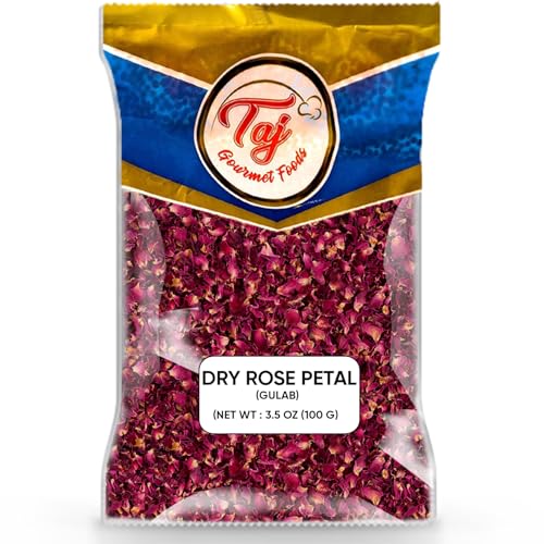 TAJ Dried Rose Petals 3.5oz | Edible Dry Rose Petal | Great for Toppings Teas Deserts
