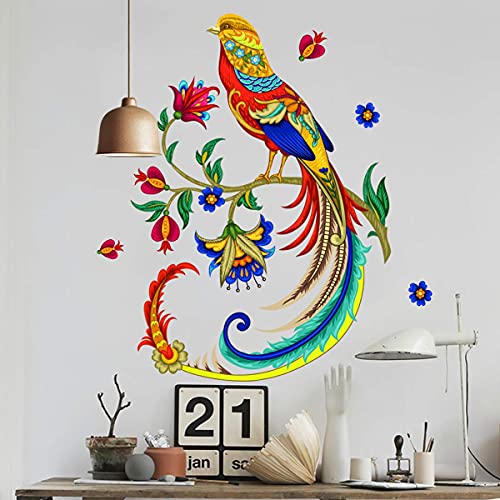 Amaonm Removable 3D Diy Colofrful Flying Birds On The Tree Branches Wall Decals Flower Floral Wall Sticker Peel And Stick Decor For Kids Babys Boys Girls Bedroom Nursery Room Living Room (Phoenix) #TOP3