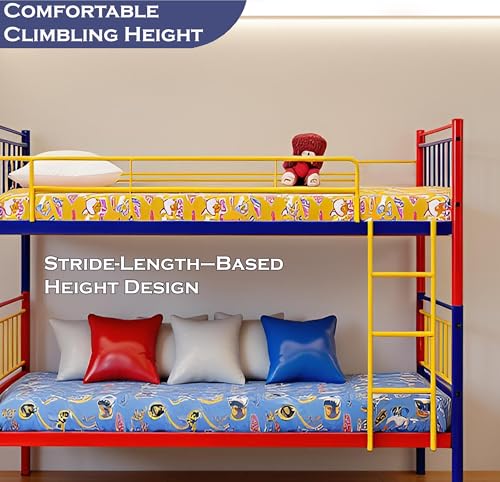 Image of Spacecrafts Convertible Powder Coated Space Saving Guest Bed | 1+1 Metal (Mild Steel) Bunker Cot Bed - Single - Frame only, Mattress not Included (Size: L:202, W:99, H:167 CM)