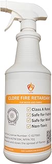 Clore Fabric & Wood Fire Retardant Spray – Class A Flame Resistant Treatment, NFPA 701 & ASTM E84, Non-Toxic Fireproofing Spray for Drapes, Lumber, Décor (Spray Bottle)