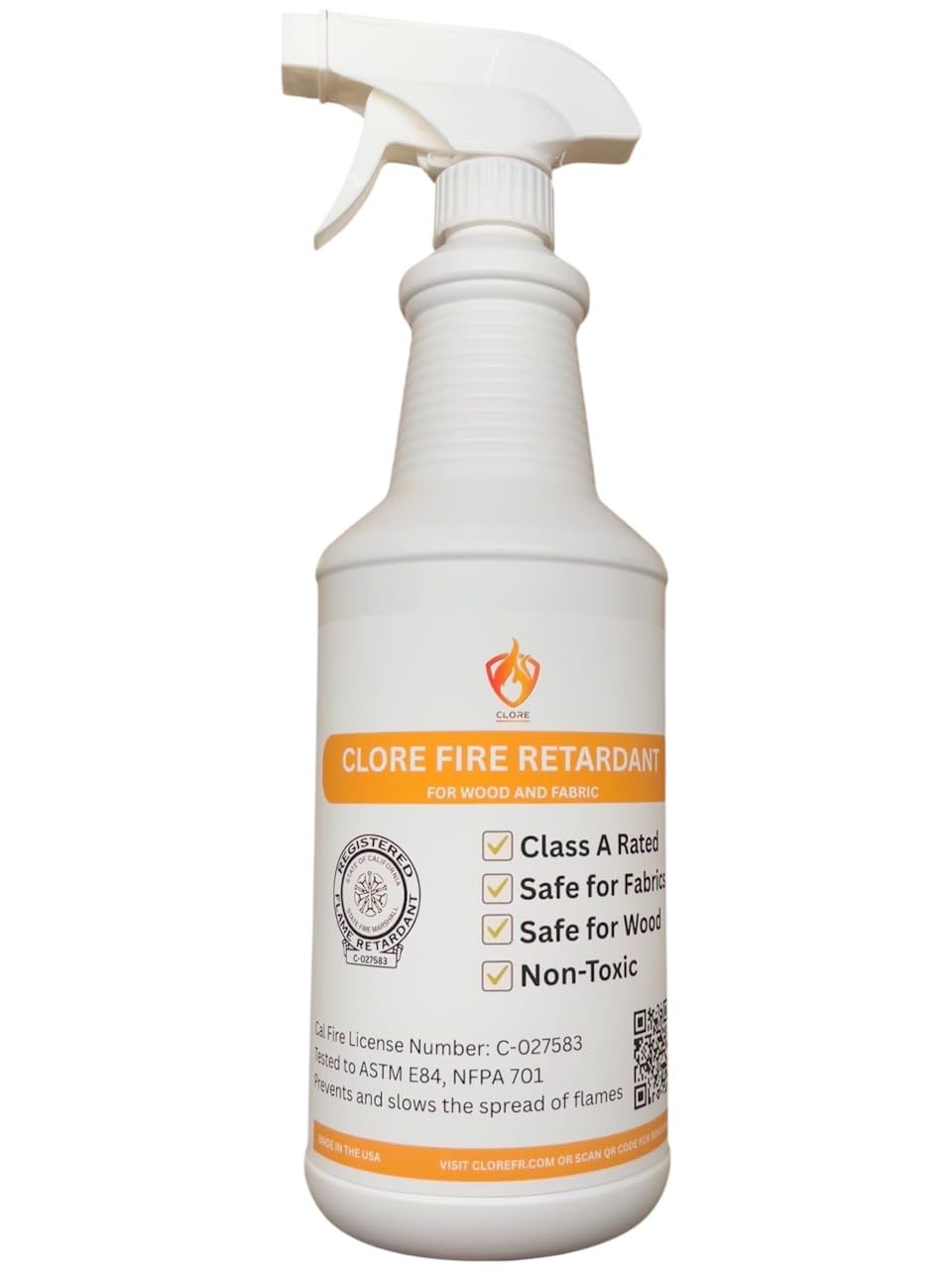Clore Fabric & Wood Fire Retardant Spray – Class A Flame Resistant Treatment