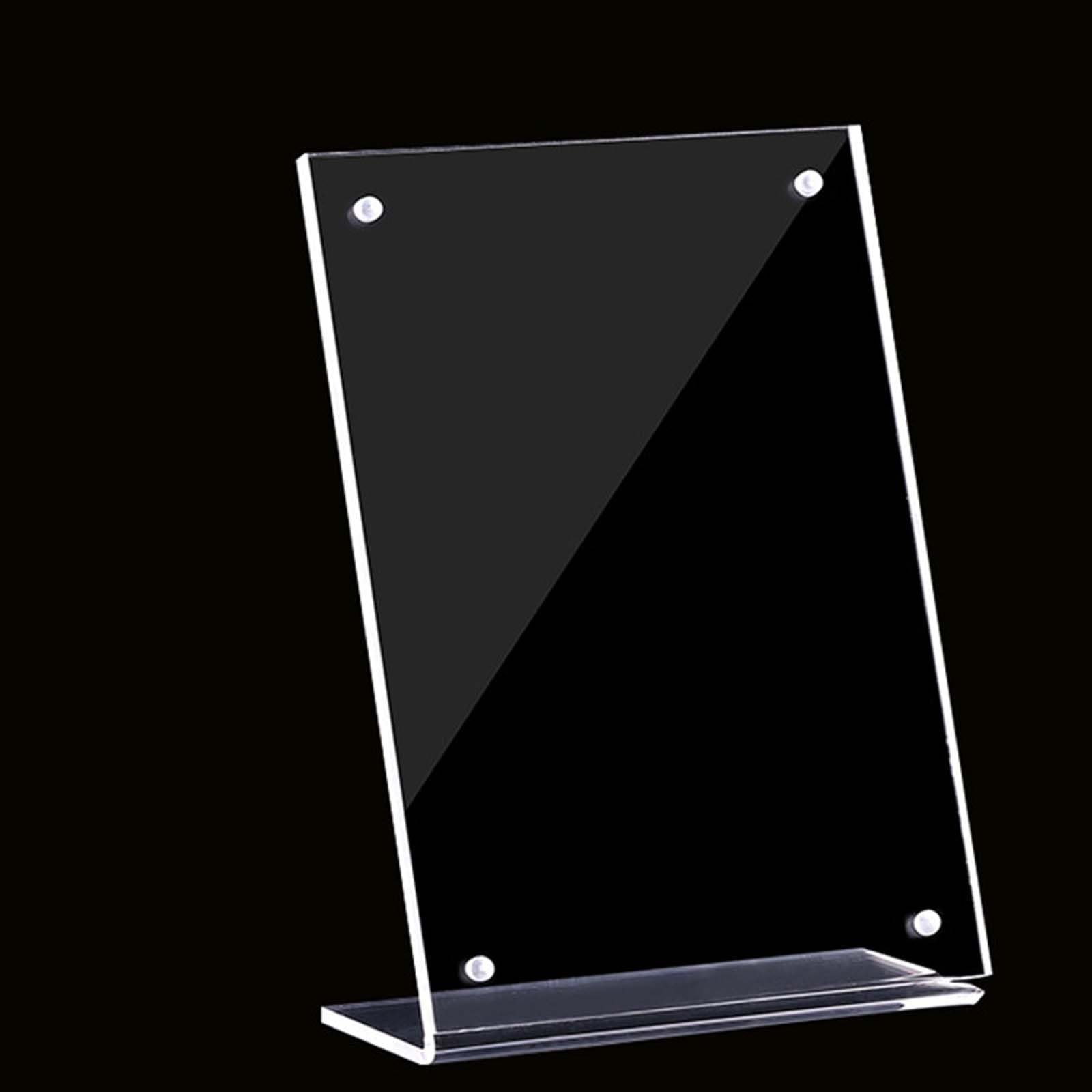 WOFDALY L Shape Magnetic Acrylic Sign Holder Display Stand Clear Double Sided Tabletop Menu Frame Countertop Card Holder for Restaurant Retail Office Flyer Display,10cm×15cm Vertical
