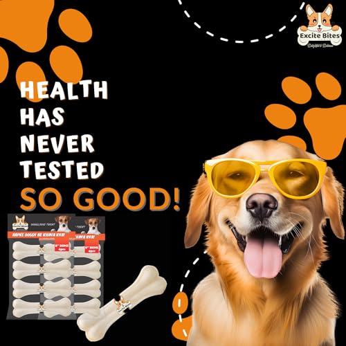Image of Excite Bites Pressed Rawhide Bones for Dog Treats|Dog Calcium Bone Dog Chewing Needs|6 Inch Calcium Bone Treat for All Dogs|Combo Offer (6 inch-4Pcs) Each, 450 G (Pack of 2) for All Life Stages