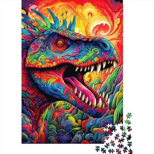 Puzzle de dinosaurio colorido de 1000 piezas para adultos, papel premium para relajación