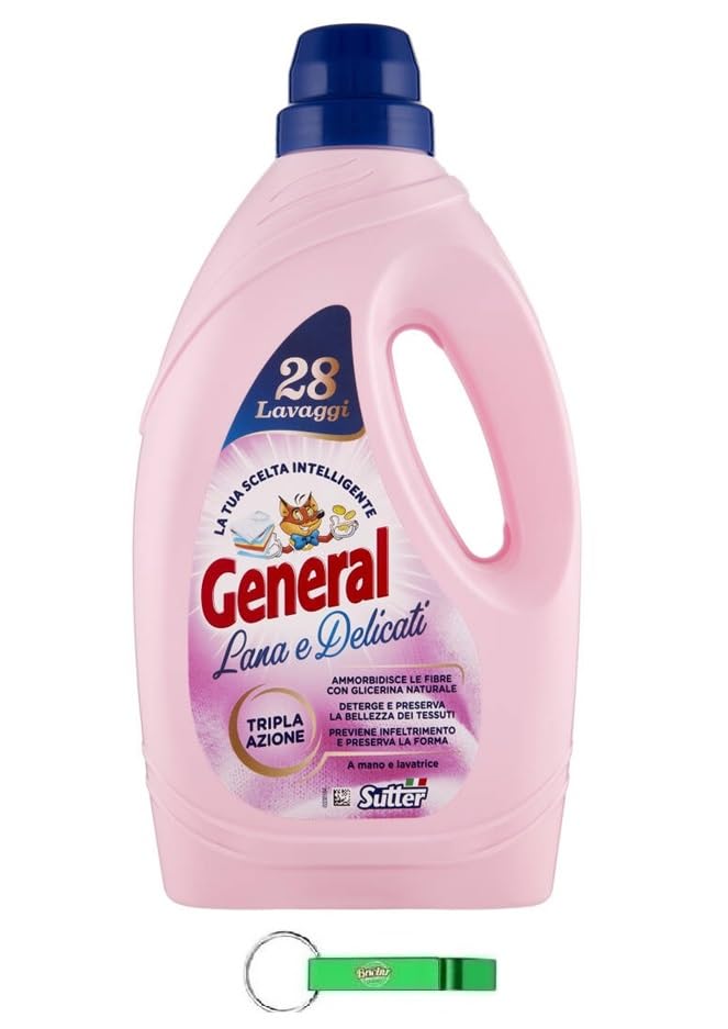 General Lana e Delicati Detersivo Lavatrice - Detersivo Lavatrice - Detergente líquido para la lavadora - Detersivo Lavatrice ideal para lana y ropa delicada - Detergente líquido para lavadora -