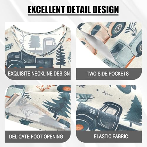 senya Short Sleeve Pajamas Sets Summer Cotton Sleepwear Truck Christma Tree4