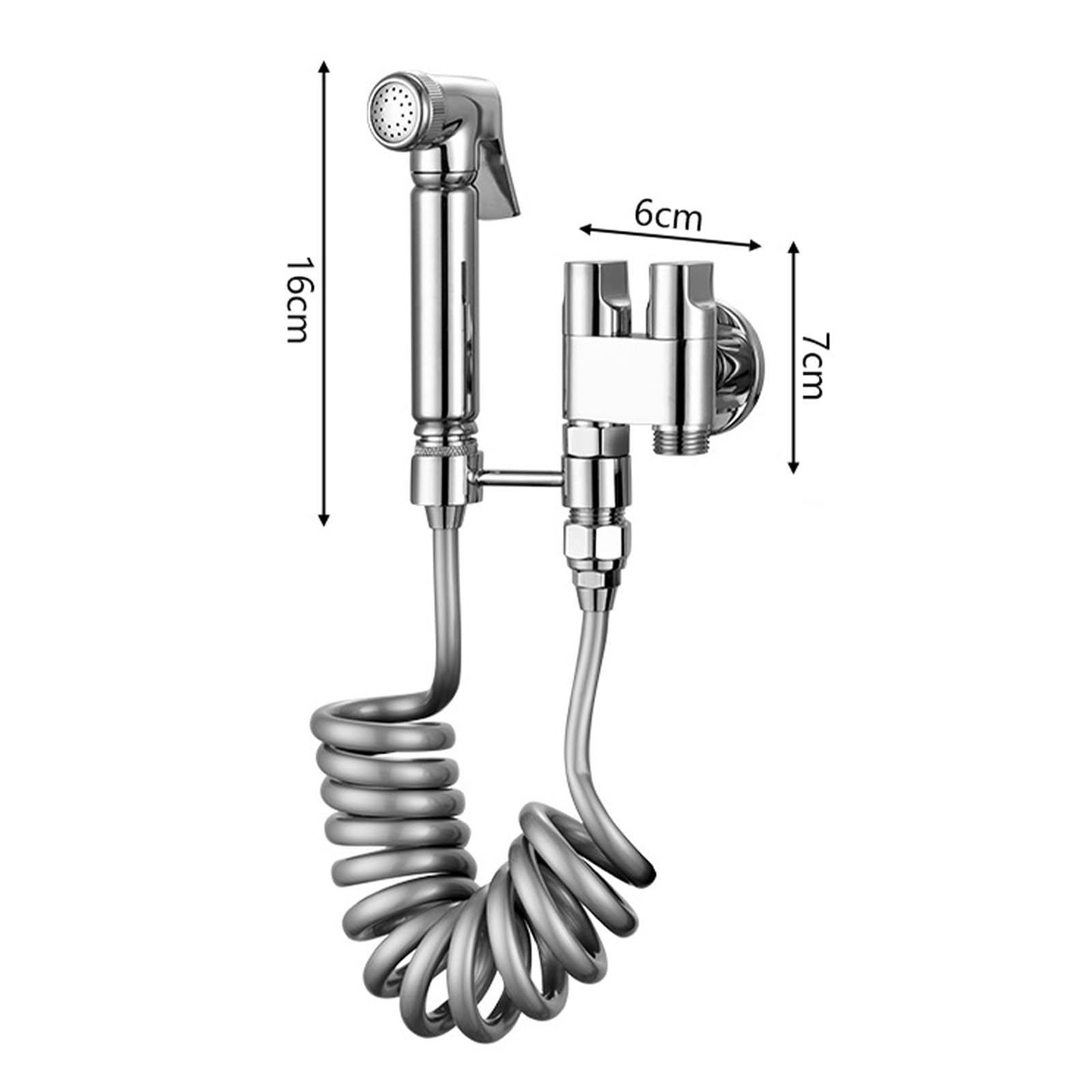 Spruzzatore portatile per bidet per WC, doppia valvola di controllo 1-in-2-out, kit spruzzatore per rubinetto WC, spruzzatore per pannolino e attacco bidet con tubo flessibile per bidet per lavaggio