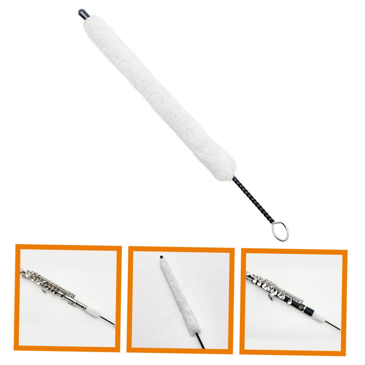 FRCOLOR Kit de Cepillos para Limpiar Flautas Hilo de Algodón y Varilla de Hierro, Herramienta Práctica para Limpieza Eficaz y Protección del Instrumento Musical