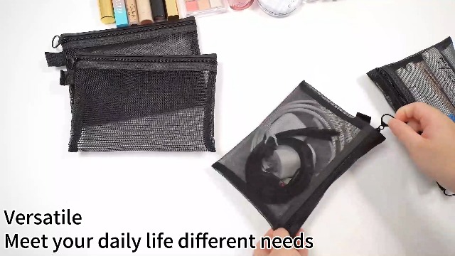 3 Transparente Netztaschen Mit Reißverschluss – Organizer Für Make-up, Stifte, Reise, 3 Größen Im Set