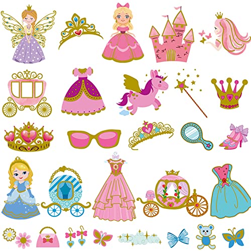 Ooopsiun Glitter Princess Temporary Tattoos For Girls - 70 Gold Glitter Styles, Princess Birthday Party Decorations Supplies Favors For Gilrs Kids #TOP28