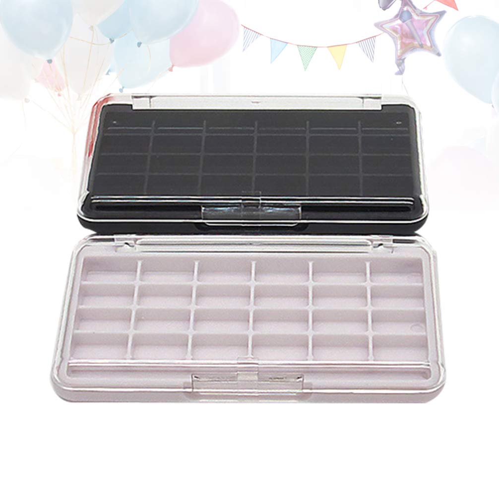 Lurrose Leere Make-up Palette 2 Stück Mit 24 Fächern Kosmetik Aufbewahrungsbox Transparent Deckel Tragbare Lidschattenpfanne DIY Lippenstift Rouge Organizer Für Reise Und Zuhause