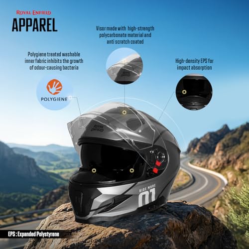 Image of Royal Enfield Velocity Full face Helmet| ISI & ECE 22.06 Certified | ABS Shell & EPS Liner | Pinlock Ready Anti-Scratch Visor | Sun Visor | Rear Spoiler | Polygiene Washable Liner | Multi Air Vents