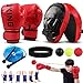 Odoland Set de Pattes d'ours Boxe, Paos Boxe, avec Gants de Frappe, Balles Réflexes, Protège Poignet etc. pour Entraînement de Boxe Taekwondo Sport de Combat