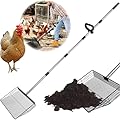 15 inch Large Chicken Poop Scooper with Ergonomic Grip, 6 in 1 Detachable Chicken Scooper for Poop Shovel (20 to 79"), Stainless Steel Sifting Shovel for Chicken Coop/Goat Stall/Stable Cleaning Tool