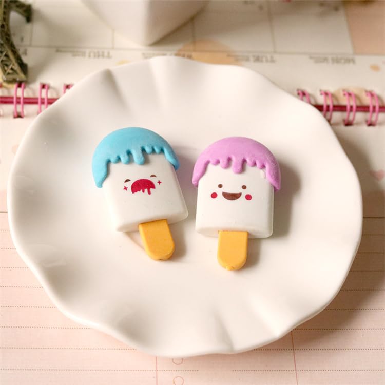 Image of Radiance 12 Pcs Ice Cream Shape Erasers for Kids | Cute Pencil Erasers for Girls & Boys | Fun Stationery | Birthday Return Gift | School Supplies (Multicolor)