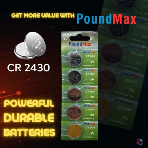 Poundmax Cr 2430 Batteries 3V Lithium Button Cell Battery Combo Pack - 5 Count #TOP2