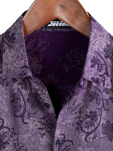 Image of JOTOOK Mens Hawaiian Shirt Short Sleeve Button Down Tropical Shirts Casual Floral Summer Beach Shirt