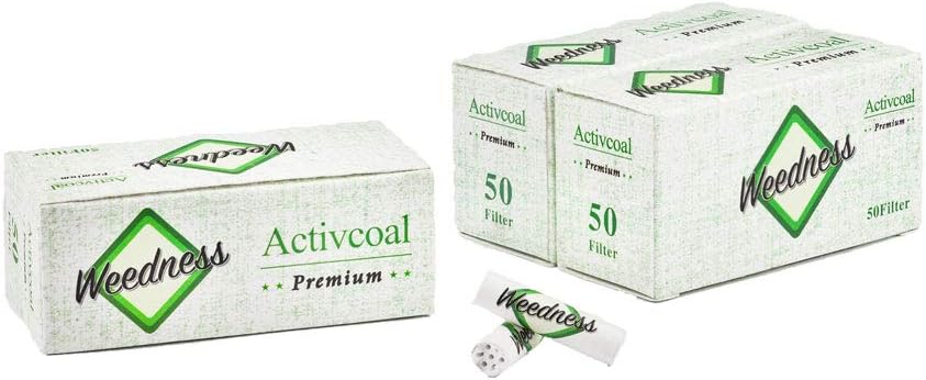 Weedness Filtro de carbón Activo Slim 3x50 Puntas activas 150 Piezas - 7 mm Puntas de Filtro de Rosca Filtro Tips Papel de Fumar Smoking Rolling Filter Tip